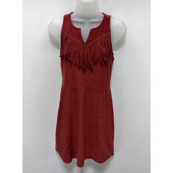 Express Red Faux Suede Fringe Dress Size Extra Small - Picture 1 of 6